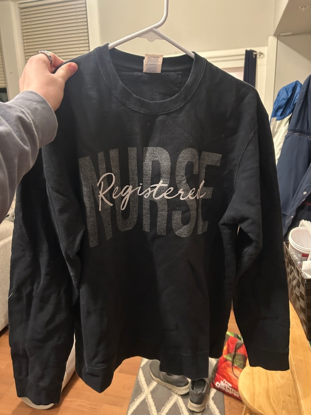 Port and Company Black "Registered Nurse" Crewneck Sweatshirt